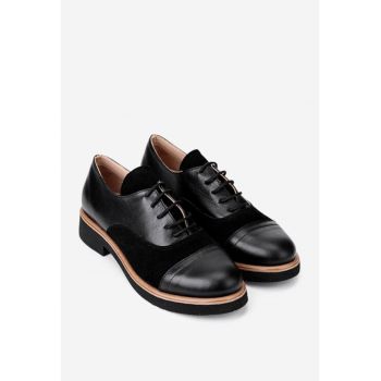 Pantofi stil Oxford negri din piele