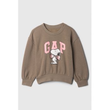 Bluza de trening cu logo si decolteu la baza gatului Snoopy