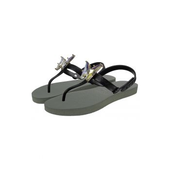 Papuci flip-flop cu strasuri in forma de fluture