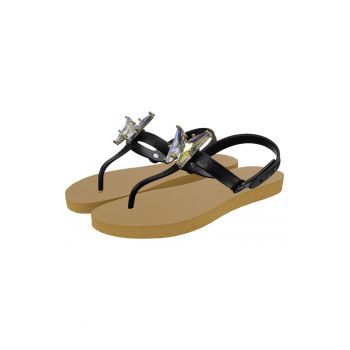 Papuci flip-flop cu strasuri in forma de fluture