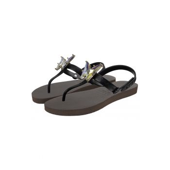 Papuci flip-flop cu strasuri in forma de fluture