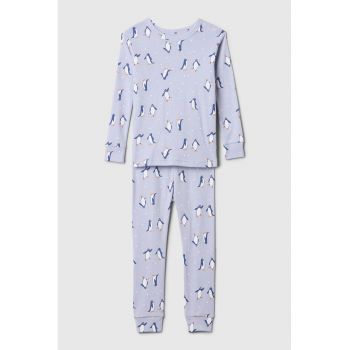 Pijama din bumbac organic cu pantaloni lungi Penguin