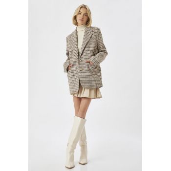 Sacou supradimensionat cu model houndstooth