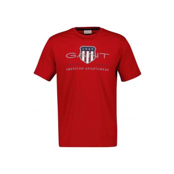 Tricou cu decolteu la baza gatului si imprimeu logo Archive Shield