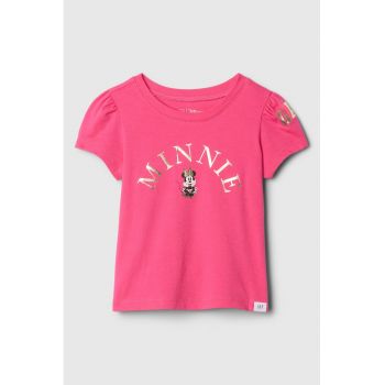 Tricou cu maneci bufante si model cu desene animate