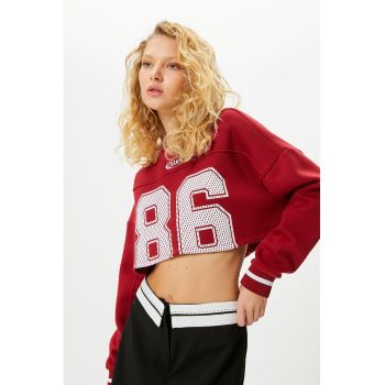 Bluza crop de trening cu maneci cazute