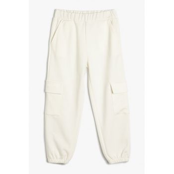 Pantaloni cargo de trening cu model uni