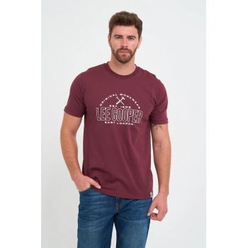 Tricou barbat cu imprimeu logo - Visiniu -