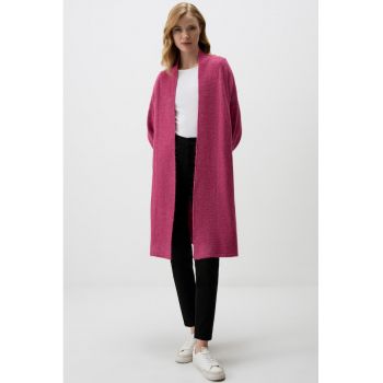 Cardigan tricotat fin cu maneci cazute