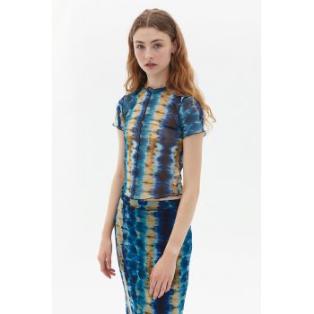 Tricou cu model tie-dye si aspect semitransparent