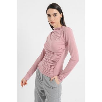 Bluza din amestec de modal cu model drapat