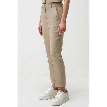 Pantaloni crop cu pliuri si buzunare oblice