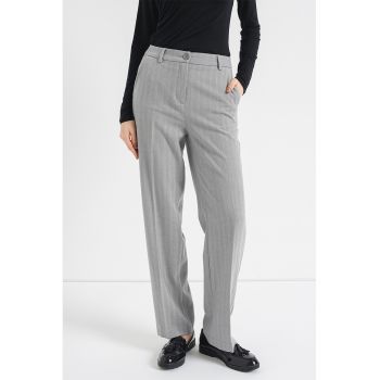 Pantaloni cu croiala dreapta si textura herringbone