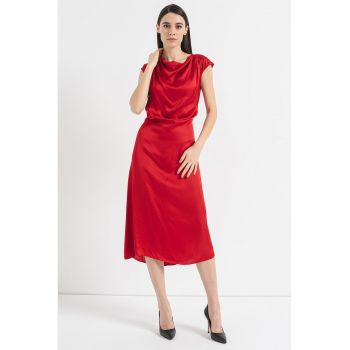 Rochie midi cu decolteu drapat