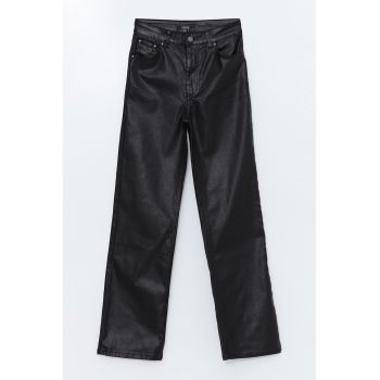 Pantaloni drepti de piele ecologica