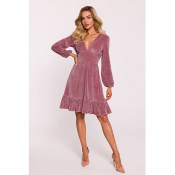 Rochie din velur cu bust -