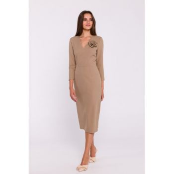 Rochie simpla midi cu decolteu in V -