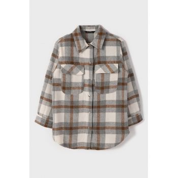 Jacheta-camasa din amestec de bumbac cu model plaid