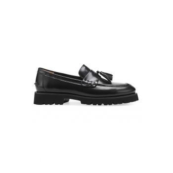 Pantofi loafer de piele cu canaf