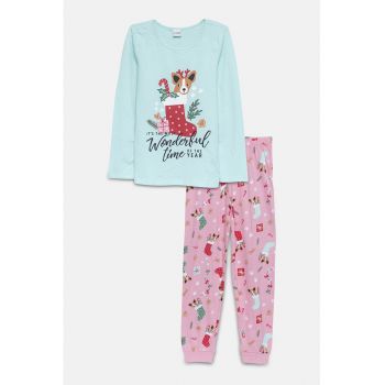 Pijama de bumbac cu tematica de Craciun