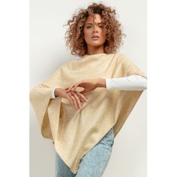 Poncho cu amestec de lana - bej deschis -