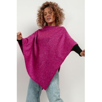 Poncho cu amestec de lana - fuchsia -