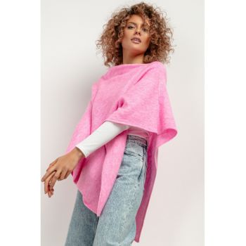 Poncho cu amestec de lana - roz -