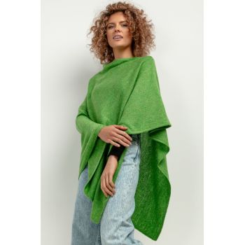 Poncho cu amestec de lana - verde deschis -