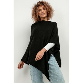 Poncho cu amestesc de lana - negru -