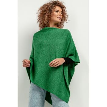 Poncho cu amestesc de lana - verde -