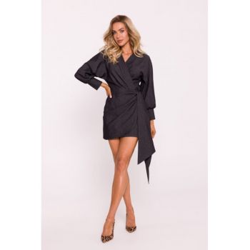 Rochie mini cu legatura pe lateral - Gri grafit -