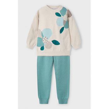 Set de pulover cu model si pantaloni cu snur - 2 piese