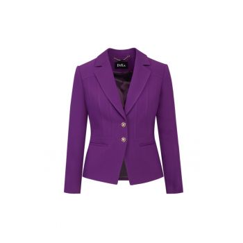 Blazer cambrat cu revere decupate - violet -