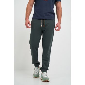 Pantaloni jogger cu snur de ajustare si model uni