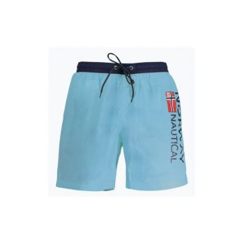 Pantaloni scurti barbati pentru inot cu imprimeu cu logo - croiala Regular fit - Azur