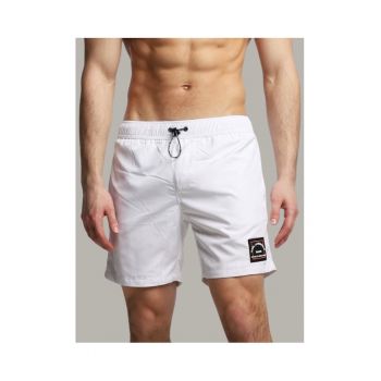 Pantaloni scurti barbati pentru inot cu talie medie si croiala Regular fit - KL22MBM01 - Alb