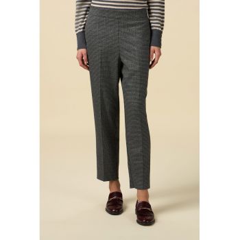 Pantaloni crop cu model houndstooth