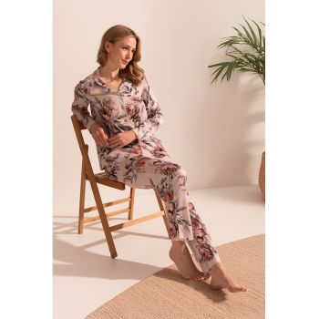 Pijama din amestec de bambus cu model floral Marion