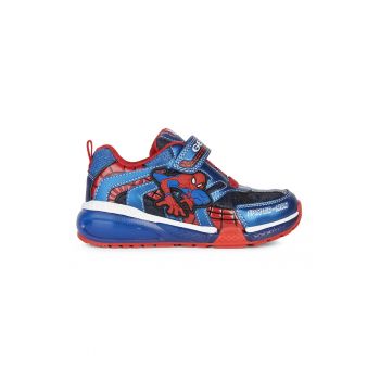 Pantofi sport low-top cu velcro si detaliu Spiderman in relief