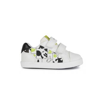 Pantofi sport cu inchidere velcro si imprimeu cu Mickey Mouse