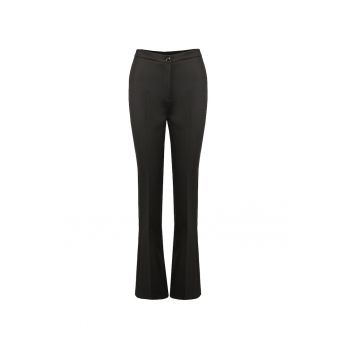 Pantaloni bootcut cu pliu frontal - Negru -