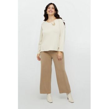 Pantaloni crop cu cordon in talie