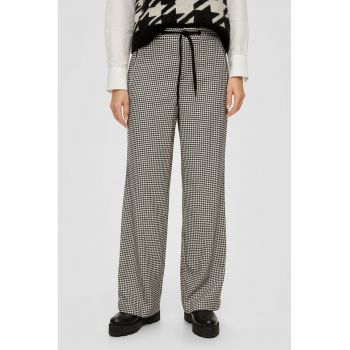 Pantaloni cu talie ajustabila si model houndstooth