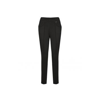 Pantaloni slim fit cu cusaturi decorative - Negru -