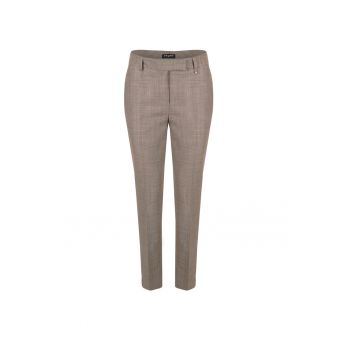 Pantaloni slim fit din amestec de lana virgina - Bej inchis