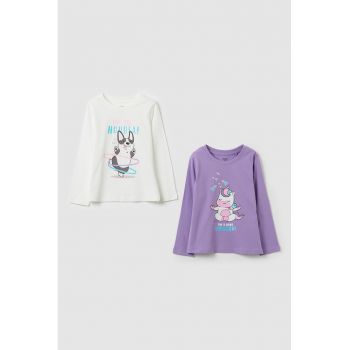 Set de bluza de bumbac cu imprimeu - 2 piese