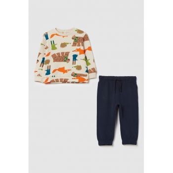 Set de bluza si pantaloni cu imprimeu cu animale