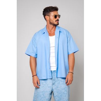 Camasa bumbac Oversized Bleu Bleu