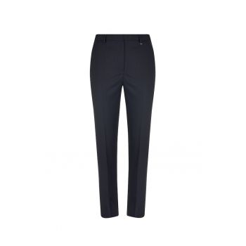 Pantaloni conici cu pliu frontal Albastru Inchis