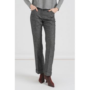 Pantaloni din amestec de lana cu model herringbone Werther